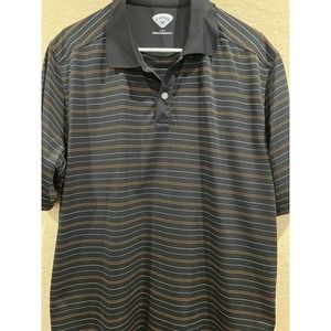 Callaway Men's L Striped Golf Polo Shirt Black & Orange Stretch Moisture Wicking